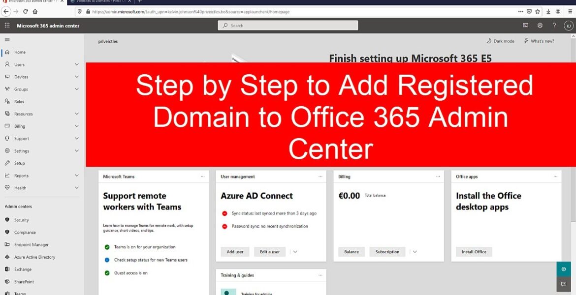 Step by step to add a domain to Office 365 Admin Center |  Add a domain to Microsoft 365 |  Add a domain

 Video Tutorial DreamHost