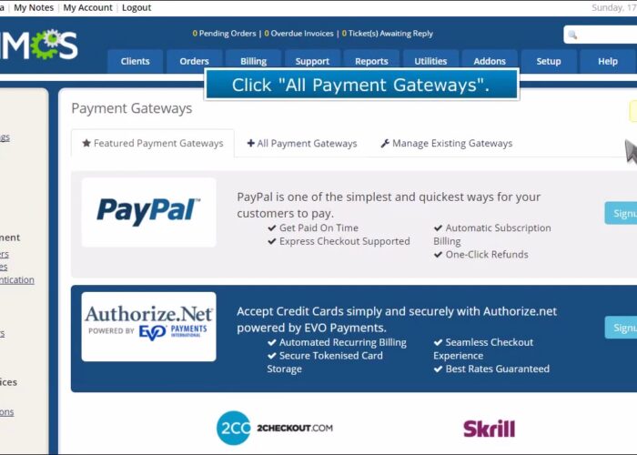 WHMCS.  How to set up payment gateways

 Video Tutorial Hostpapa