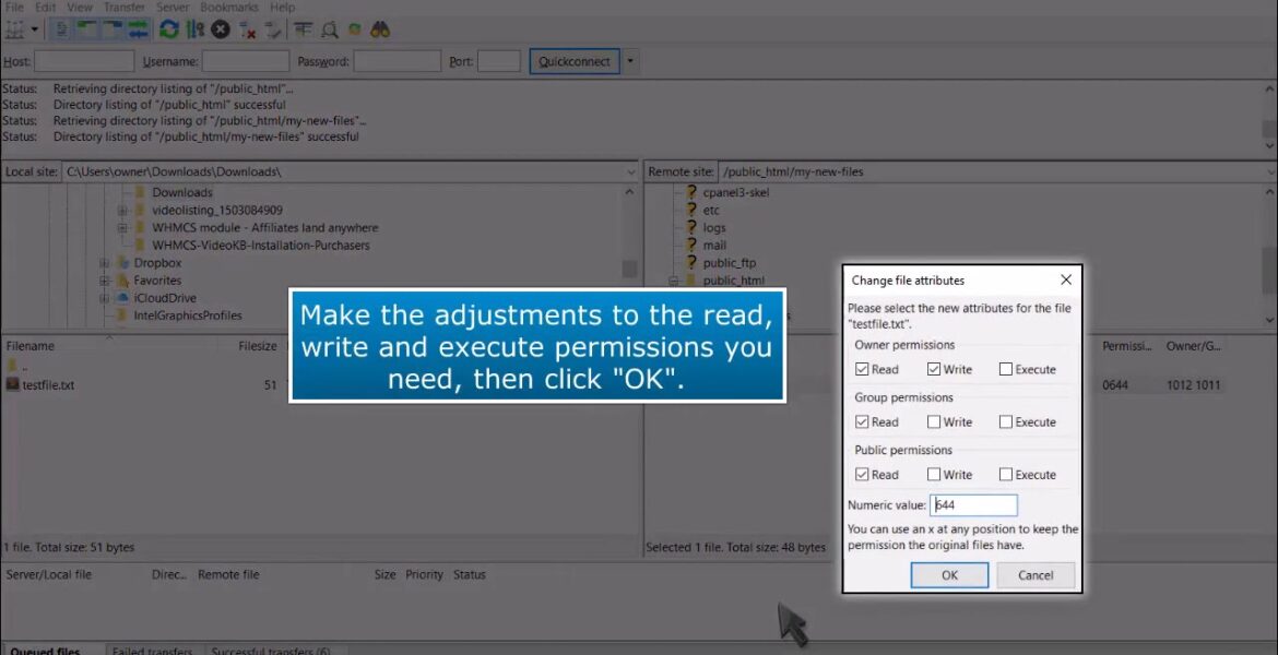 FTP: How to change file and folder permissions with FileZilla

 Video Tutorial Hostpapa