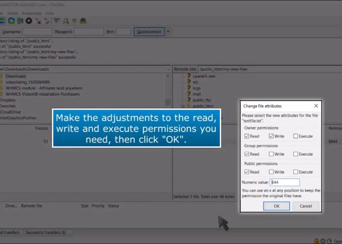 FTP: How to change file and folder permissions with FileZilla

 Video Tutorial Hostpapa